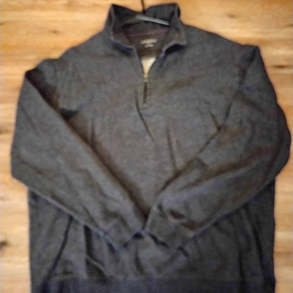 Croft & Barrow Fleece-Lined Pullover Half Zip Sweater Gray - Sz L